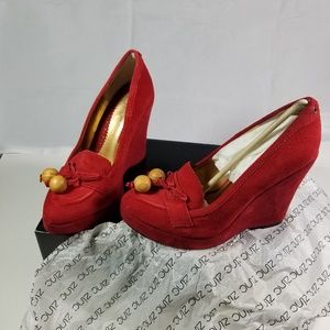 ZINC red suede platform shoes